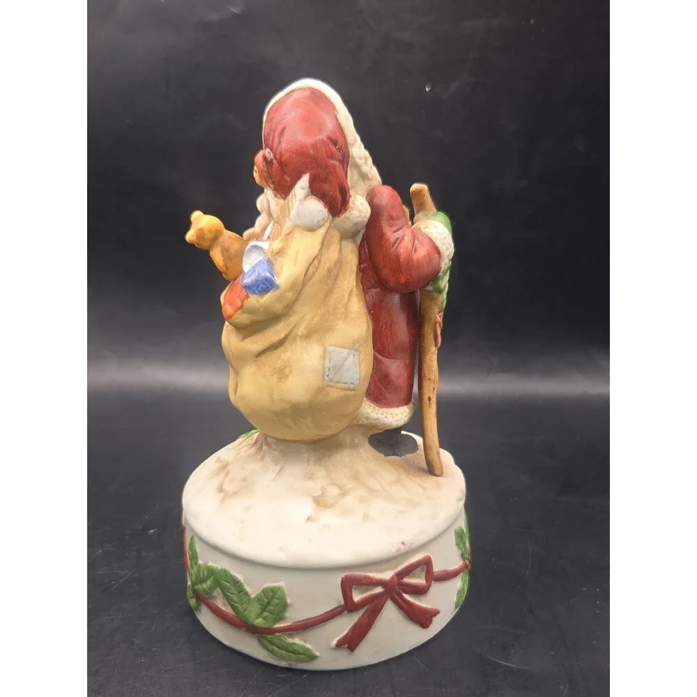 Vintage Enesco Porcelain Santa Claus With Toys Plays White Christmas WORKS